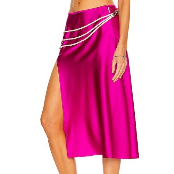 NUE Studio Fuschia Pink Silk Laetitia Skirt sz XS *NO BELT - Picture 3 of 7